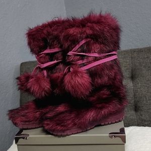 Purple Fur Boots Colin Stuart Victoria's Secret sz 7 Festival, Winter Boots